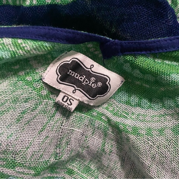 Mudpie Green Blue Linen Swim Coverup Poncho - Picture 4 of 4